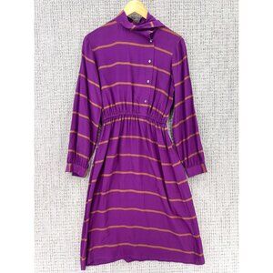 Vintage Christian Dior x Arianne Silk Dress Womens Large L Purple Striped Rare